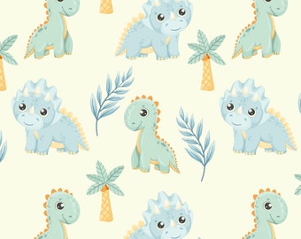 Cute Baby Dinosaurs Trees Pastel Greens Blues Wrapping Paper, Multiple Sizes, Dino Baby Boy, Baby Shower Gift, Kids Dinosaur Holiday Gifts