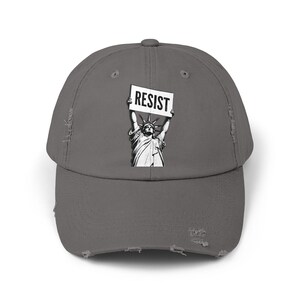 RESIST Sign Lady Liberty Printed Unisex Distressed Baseball Hat | Statue of Liberty, Anti-Trump Anti-DOGE Cap, Pro-Democracy Feminist Hats Nickel