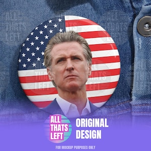 Gavin Newsom 2028 American USA Flag Pin Buttons, Don't Poke The Bear Flags, Anti Trump Troll Daddy Gavy, California Make America Gavin Again