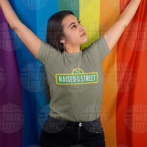 Raised by the Street Public Broadcasting T-Shirt — Support Sesame Street 90s Kids Tee image 4