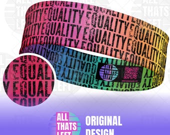 Fascia elastica EQUALITY PRIDE nera/stampa arcobaleno all over / Fascia per capelli LGBTQIA+ / Fascia antisudore per i diritti umani / Accessorio per l'allenamento di protesta
