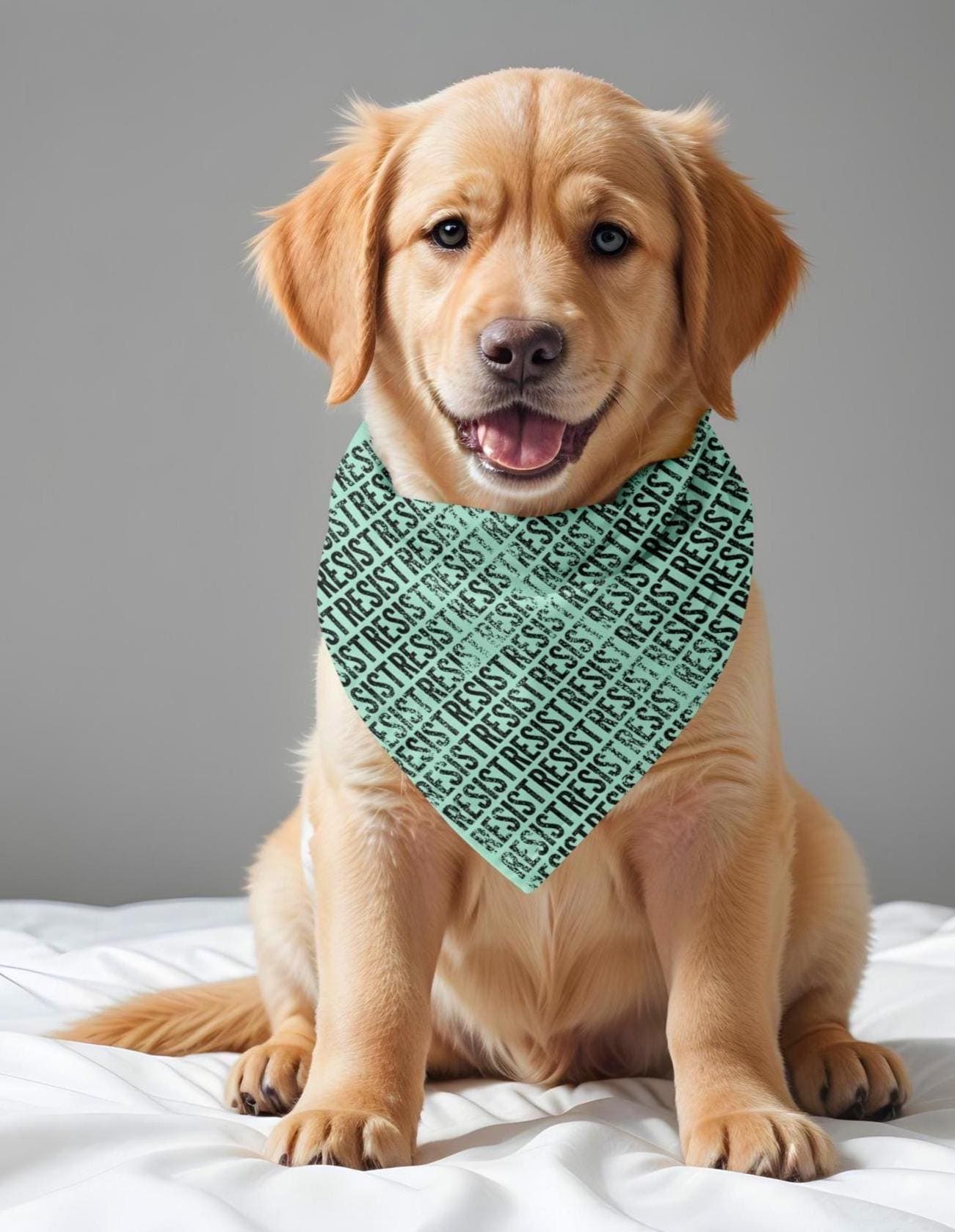 RESIST Bandana Green/Black 1-Side Print | Anti-Trump Headband | Pro-Women Feminist Scarf | Pet Bandanas | Protest Apparel Accessory 3 Sizes