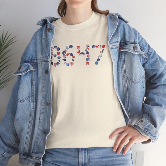 8647 Seashells Sand Red White Blue Unisex Cotton Tee | Subtle Anti
