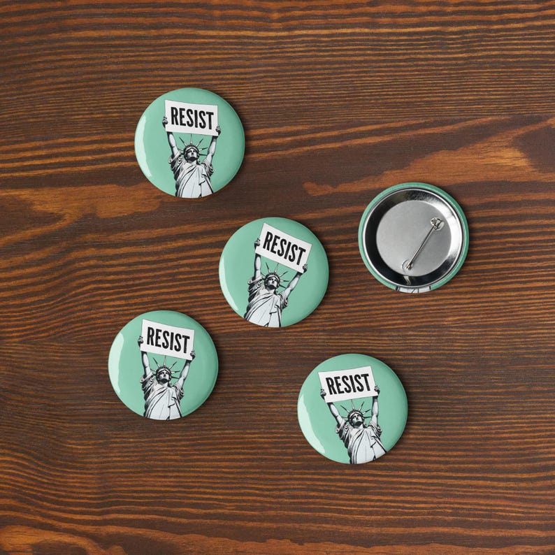 RESIST Green Pin Buttons