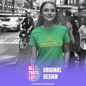 Raised by the Street Public Broadcasting T-Shirt — Support Sesame Street 90s Kids Tee Heather Irish Green