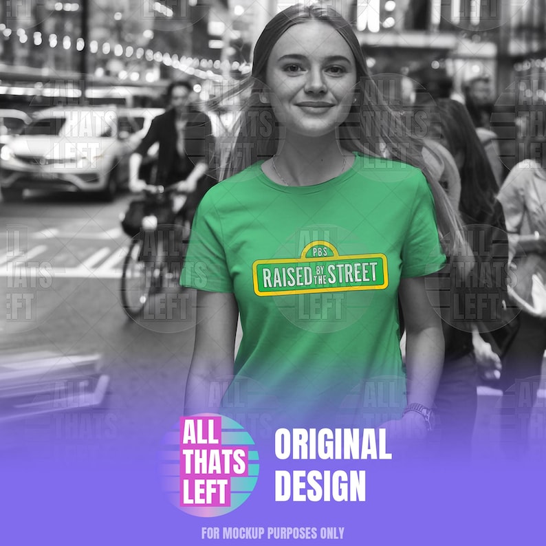 Raised by the Street Public Broadcasting T-Shirt — Support Sesame Street 90s Kids Tee Heather Irish Green