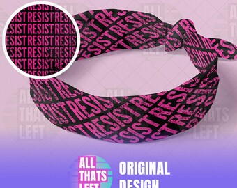 RESIST Bandana rosa/schwarz 1-seitig bedruckt | Anti-Trumpf-Stirnband | Pro-Frauen-Feminist-Schal | Hundehalstücher | Protest Bekleidung Zubehör 3 Größen