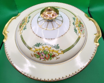 Vintage Noritake Belmaison Covered Vegetable Dish – Mid-Century Fine China – Gold Encrusted Floral Tureen