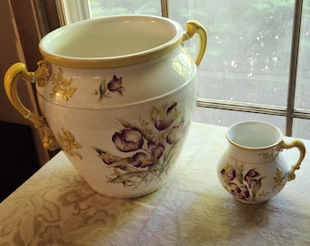 Vintage Hand Painted Porcelain Orchid Urn Vases – Matching Pair