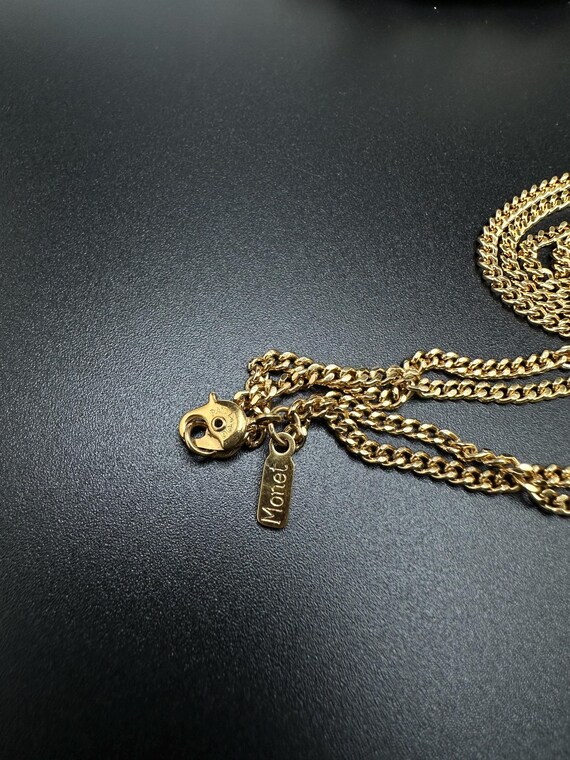 Rare Signed Monet Gold-Tone Chain Necklace Oval M… - image 4