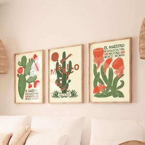 Mexikanische Print Set | Mexiko El Maestro Revista 1921 | Kaktus Kunstdrucke | Mexikanische kulturelle Wandkunst | Sofortiger digitaler Download