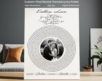 Personalisierter Print-Songtext mit Foto – Geschenk zum Jahrestag (Digitaler Download)