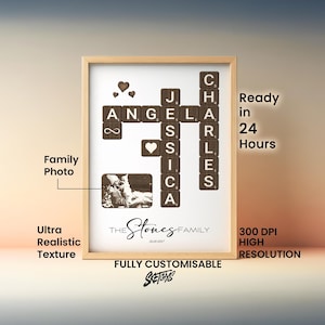 Personalized Family Name Scrabble Photo Print: Custom Keepsake (Digital)