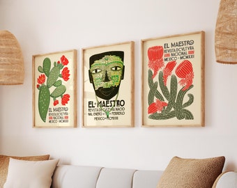 Mexicaanse El Maestro-posters: vintage cultuurprints (set van 3) (digitale download)