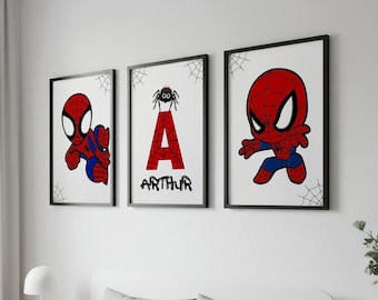 Personalized Superhero Print Set: Custom Kids Room Decor (Digital Download)