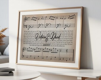 Custom Song Lyrics Sheet Music Art – Personalized Wedding Gift