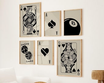 Poker Card Art Print Set: Minimalist Game Room Decor (Digital Download)