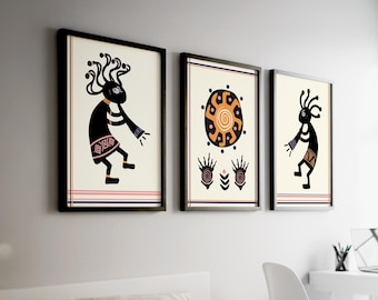 Kokopelli Art Prints Set: Boho Kids Room Decor (Digital Download)