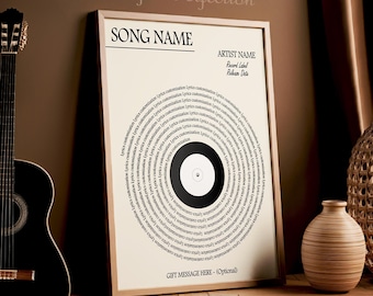 Custom Song Lyrics Vinyl Record Poster: Personalized Music Gift (Digital or Physical)