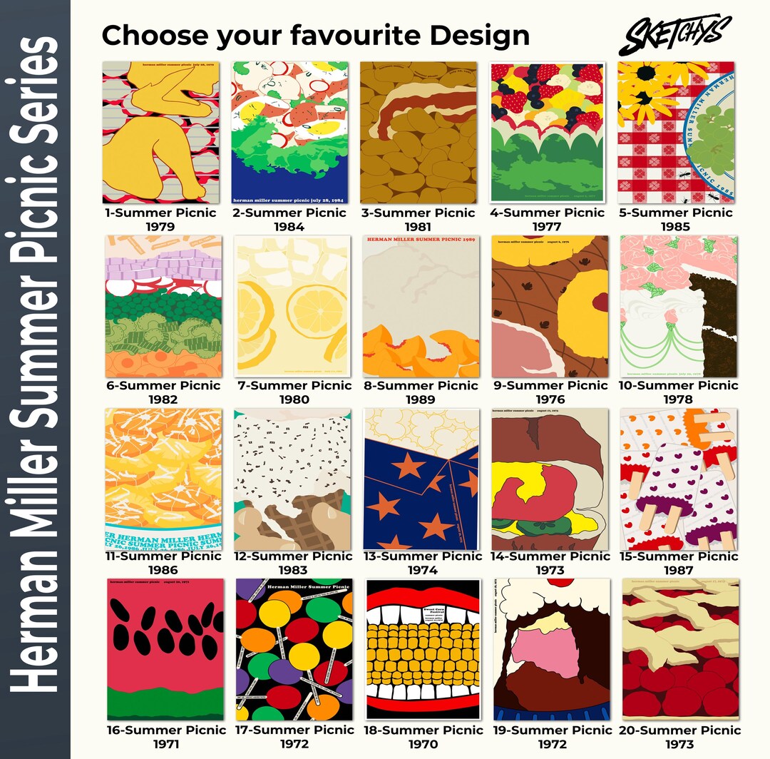 ハーマン・ミラー Summer Picnic アートポスター B1版 Herman Miller Summer Picnic Poster / Vintage - MID-Century