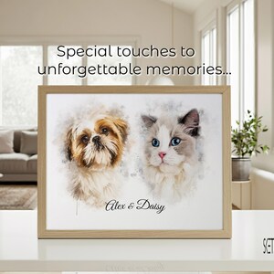 Whimsical Watercolor Pet Portraits - Personalized and Meaningful, Custom hand painted Pet Portrait From photo - Keepsake