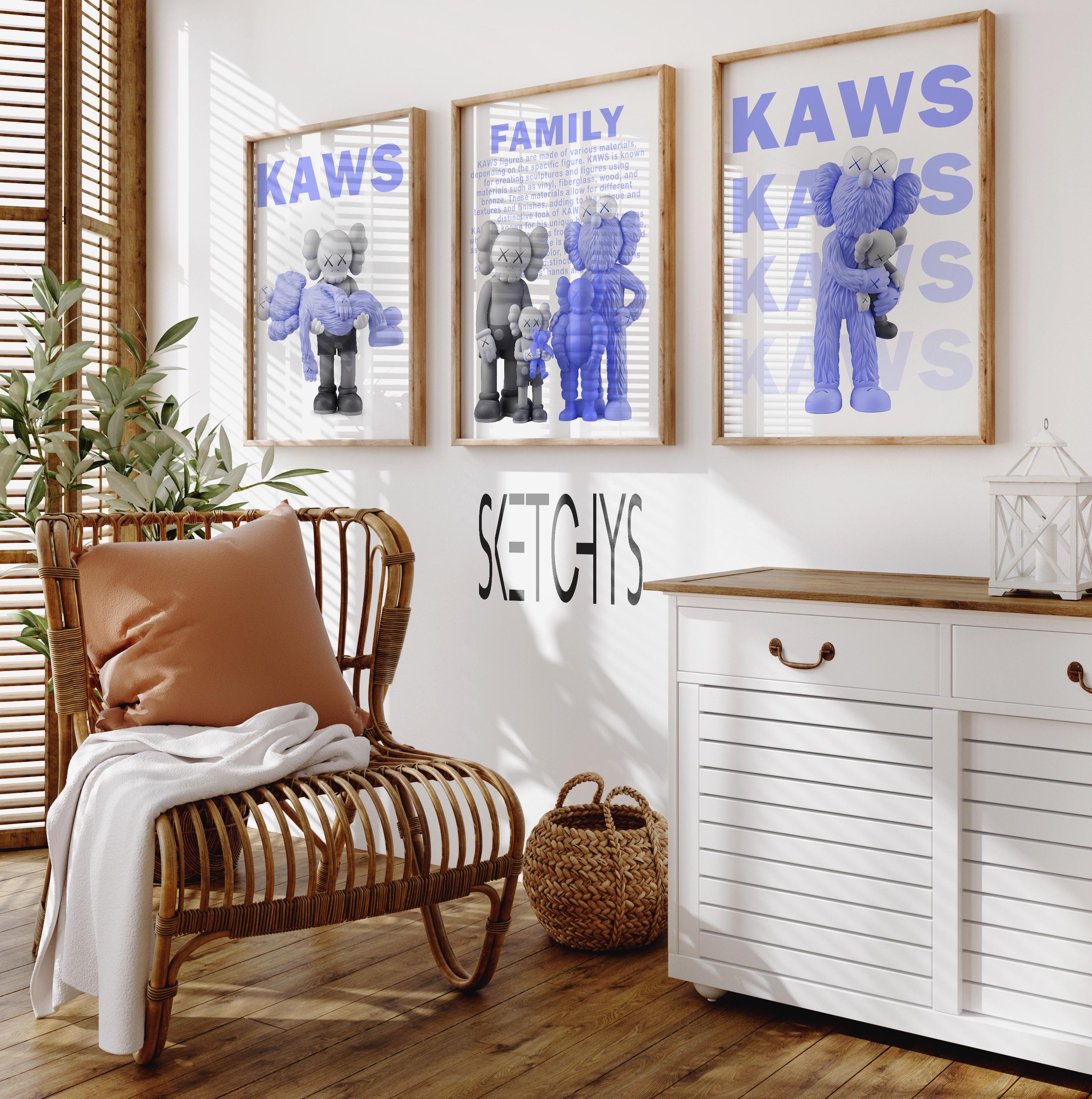 Kaws Poster Set Blue , Hypebeast Toys Posters, Kaw Prints