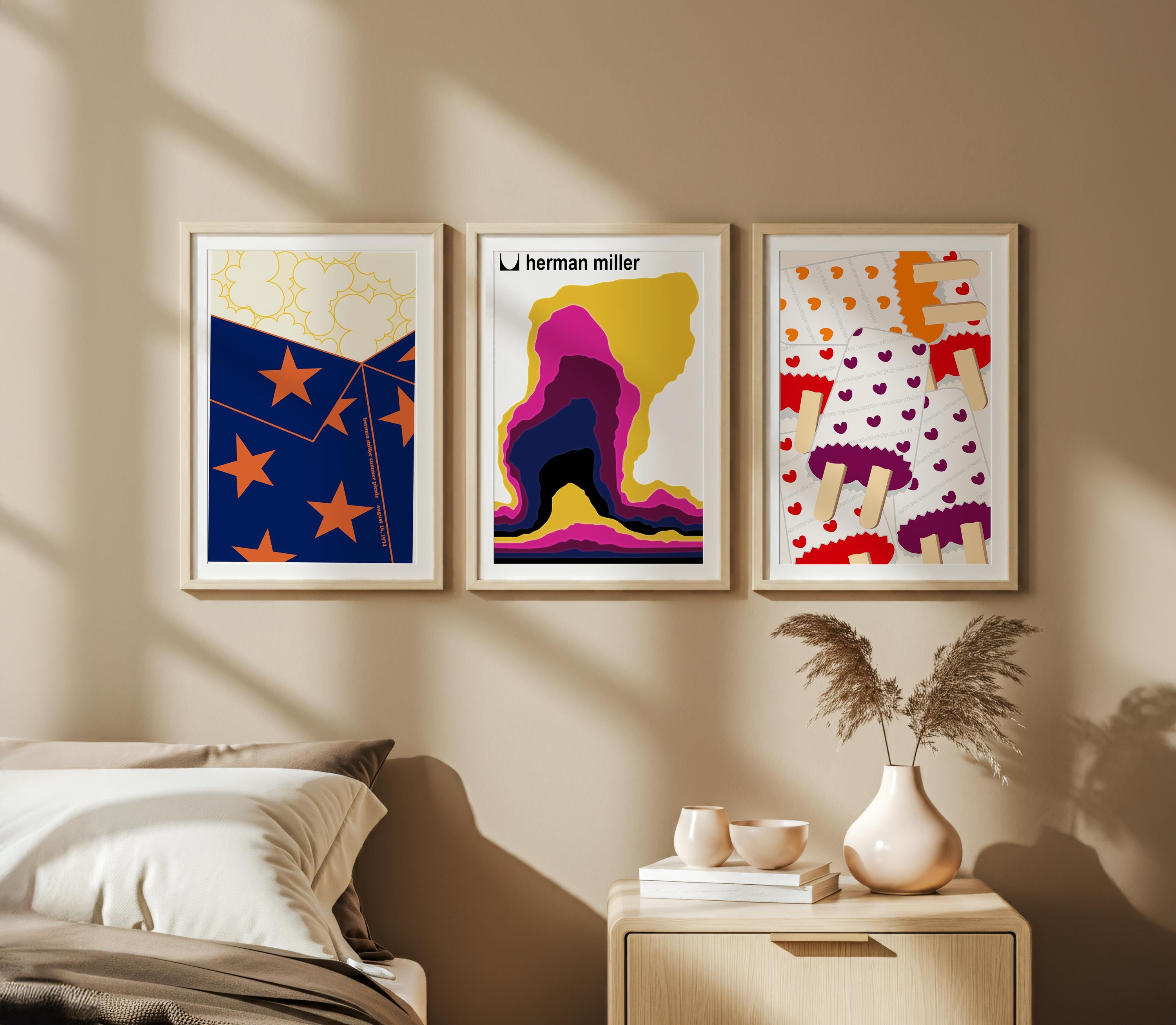 額装品hermanmillerポスターsummer picnic 1989 Herman Miller Summer Picnic Midcentury Modern Poster - Wall