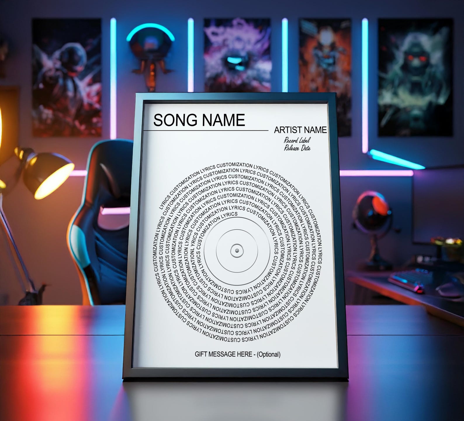 Custom Song Lyrics Vinyl Record Poster: Personalized Music Gift - Etsy