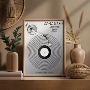Custom Song Lyrics Prints, Vinyl Record Poster, Personalized Music Wall Art, Perfect Gift for Music Lovers, Lyric Digital Print