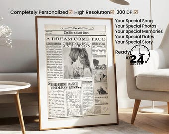 Personalized Love Story Newspaper Print | Anniversary Gift (Digital File)