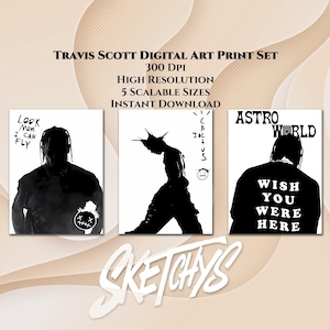 Travis Scott Astroworld Poster Set, Astroworld Kunstdrucke, Travis Scott Fan Art Poster Digitaler Download, Musikliebhaber