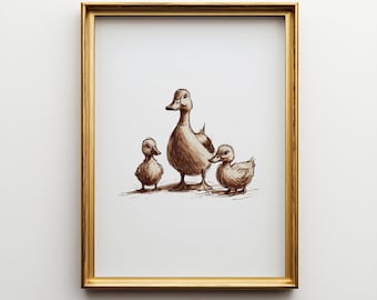 Duckling Nursery Art Print: Farm Animal Kids Room Decor (Digital Download