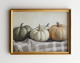 Vintage Pumpkin Still Life Print: Rustic Fall Kitchen Decor (Digital Download)