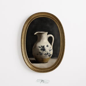 Rustic Jug Still Life Art Print: Vintage Pottery Wall Decor, Farmhouse Kitchen Printable (Digital Download)