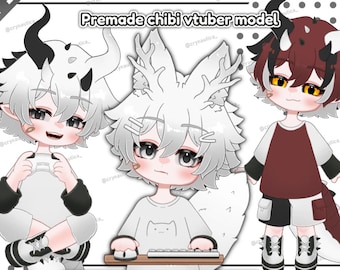 customizable premade chibi vtuber model : Gun / By @Crynautica