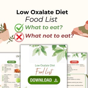 Low Oxalate Diet Food List Printable PDF Foods to Include & Avoid for ...