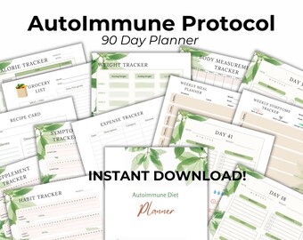 90-Day Autoimmune Protocol Planner | Digital Download | 137 Pages | AIP Daily/weekly Planner, Symptom Tracker, Habit Tracker & More | PDF