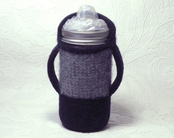 Made to order Quilted Canning Jar Sippy cup with cozy - 12oz - custom color