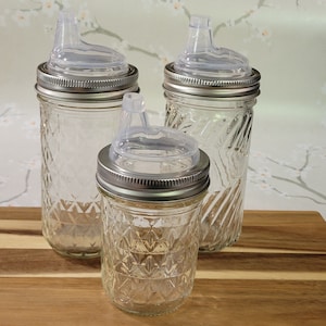 Canning Jar Glass Sippy cup - quilted