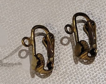 Brass tone Antique clip on earing findings