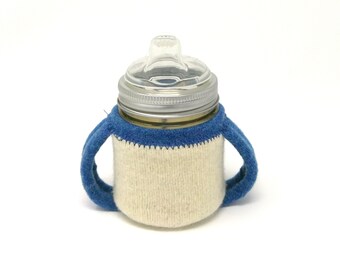 made to order - custom color - Square Canning Jar Sippy cup with cozy