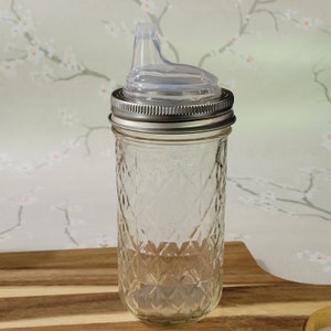 Canning Jar Glass Sippy cup quilted 12 fl oz