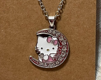 Kawaii Charakter Halskette, Tier Halskette, Kitty Halskette, Katze Halskette, Strass Anhänger Halskette - 1PC