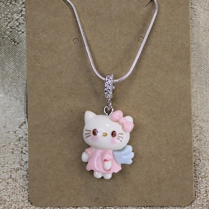 Kawaii Character Necklace, Animal Necklace, Puppy Necklace, Dog Necklace, Kitty Necklace, Pendant Necklace, Angel Kitty Necklace - 1PC