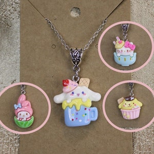 Kawaii Character Necklace, Animal Necklace, Puppy Necklace, Dog Necklace, Kitty Necklace, Pendant Necklace, Sweets Necklace - 1PC