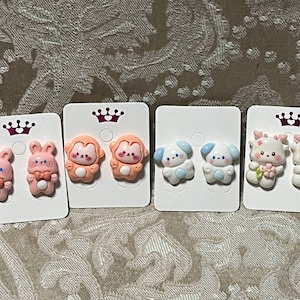 Kawaii Animal Earrings, Bunny Earrings, Cartoon Earrings, Dragon Earrings, Cute Earrings, Studs - 1 pair