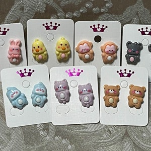 Kawaii dierenoorbellen, konijnenoorbellen, cartoonoorbellen, beestjesoorbellen, schattige oorbellen, oorstekers - 1 paar