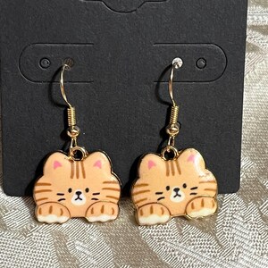 Kitty Ohrringe, Katzen Ohrringe, Kawaii Tier Gold Ohrhänger - 1 Paar