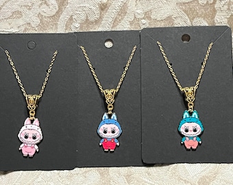 Kawaii Smiling Monster Necklace, Adorable Necklace, Pendant Necklace - 1PC