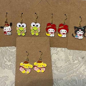 Kawaii Character Earrings, Kitty Earrings, Cat Earrings, Gold Dangle Earrings, Traditional Clothing Earrings Anime Kitty Earrings - 1PC